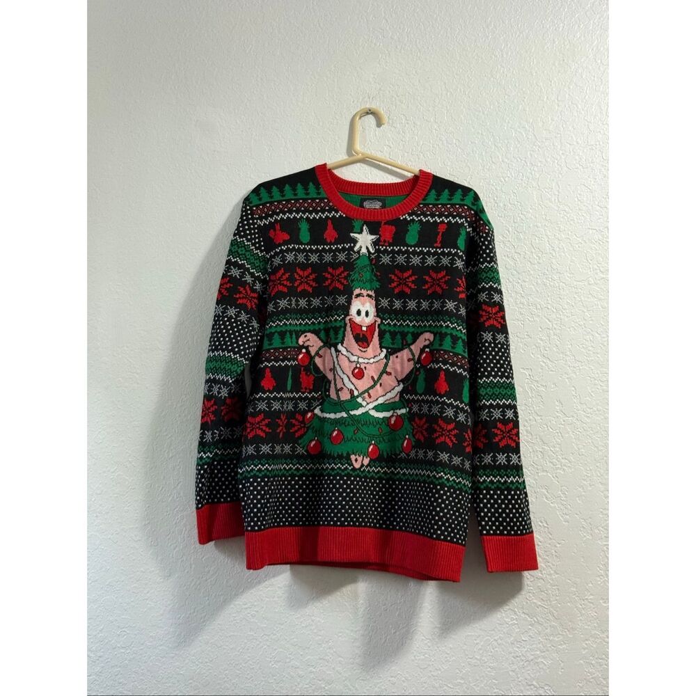 SpongeBob SquarePants Men's XL  Patrick Star Knit Ugly Christmas Sweater Tree